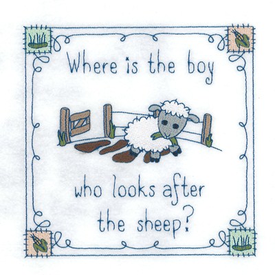 After the Sheep Square Machine Embroidery Design