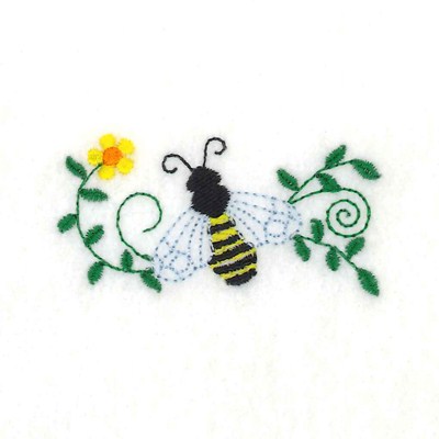 Bee Floral Machine Embroidery Design