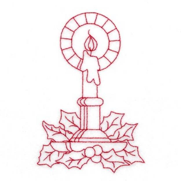 Picture of Redwork Candle Machine Embroidery Design