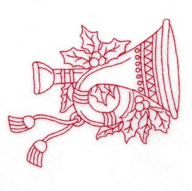 Picture of Redwork Horn Machine Embroidery Design