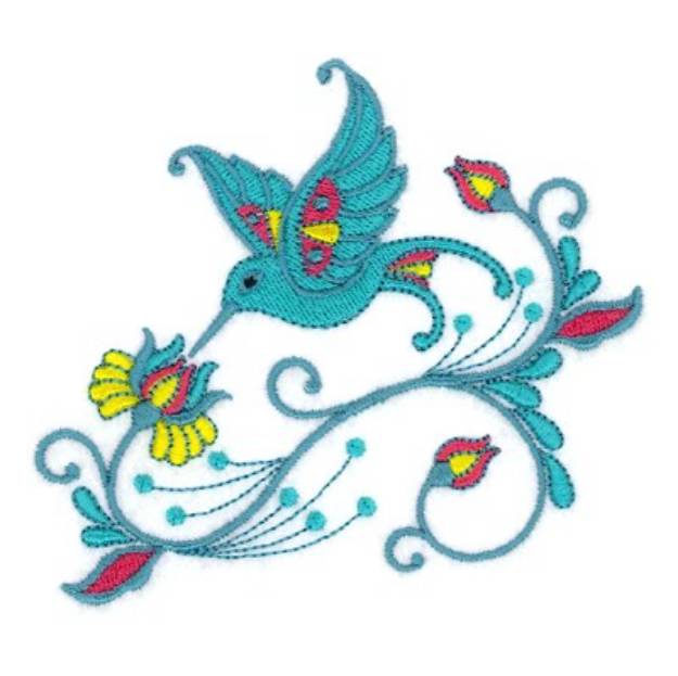 Picture of Jacobean Hummingbird Machine Embroidery Design