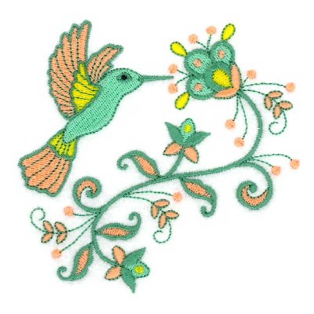 Picture of Jacobean Hummingbird Machine Embroidery Design