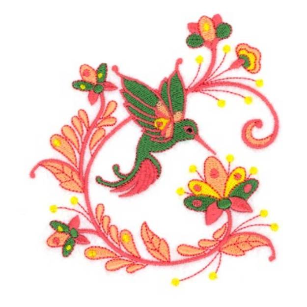 Picture of Jacobean Hummingbird Machine Embroidery Design