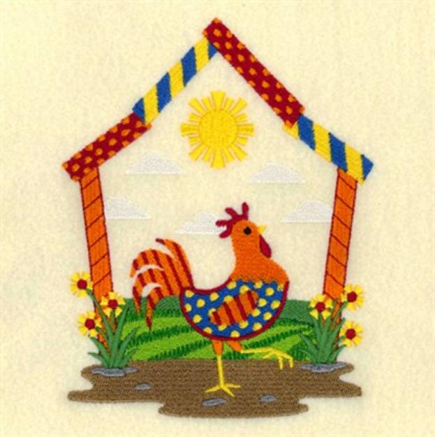 Picture of Barnyard Rooster Machine Embroidery Design