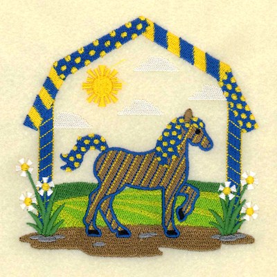 Barnyard Horse Machine Embroidery Design