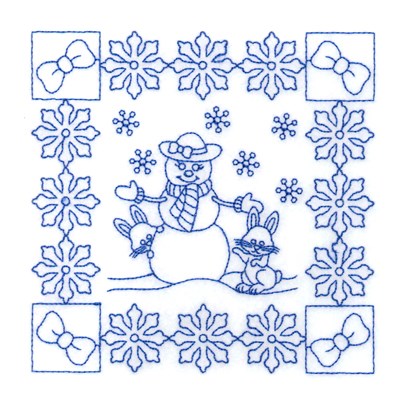 Snowman Block Machine Embroidery Design