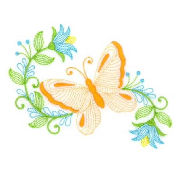 Picture of Butterfly Flowers Machine Embroidery Design