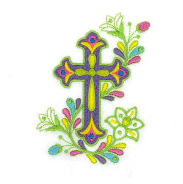 Picture of Floral Cross Machine Embroidery Design