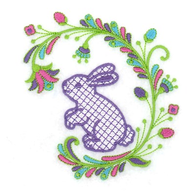 Jacobean Bunny Machine Embroidery Design