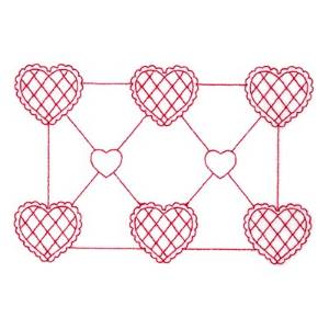 Picture of Redwork Hearts Machine Embroidery Design