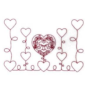 Picture of Love Bird Hearts Machine Embroidery Design