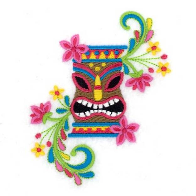 Picture of Jacobean Tiki Head Machine Embroidery Design