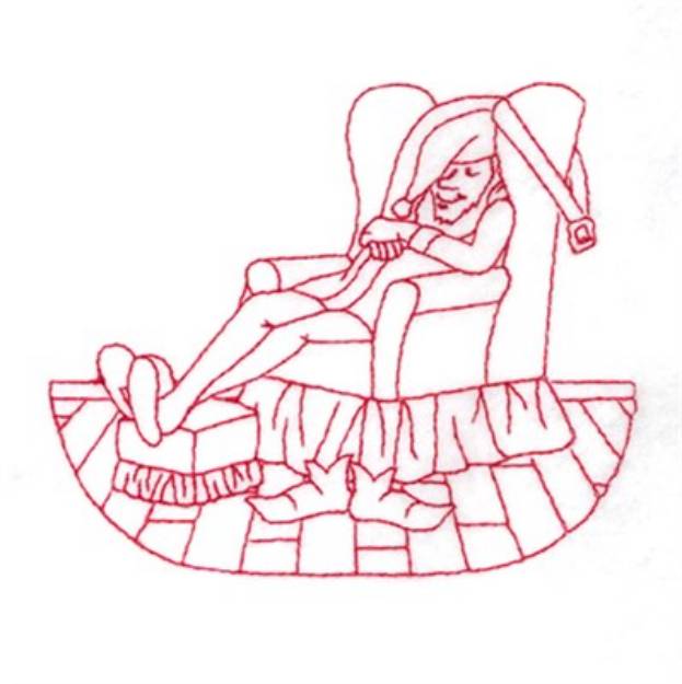 Picture of Redwork Elf Relaxing Machine Embroidery Design