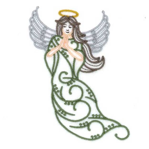 Picture of Angel Filigree Folded Hands Machine Embroidery Design