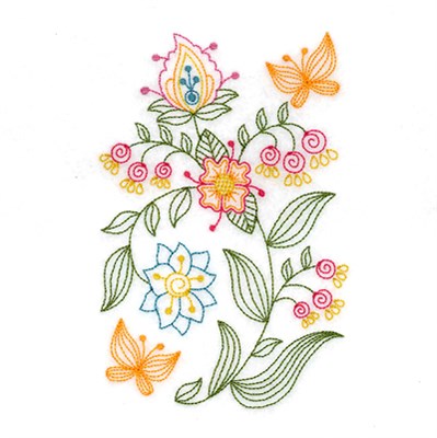 Vintage Butterfly Garden Machine Embroidery Design