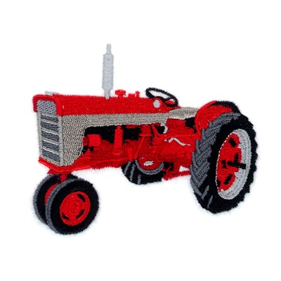 Antique Red Tractor Machine Embroidery Design