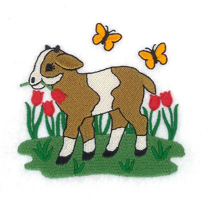 Spring Goat Machine Embroidery Design
