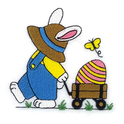 Bunny With Wagon Machine Embroidery Design