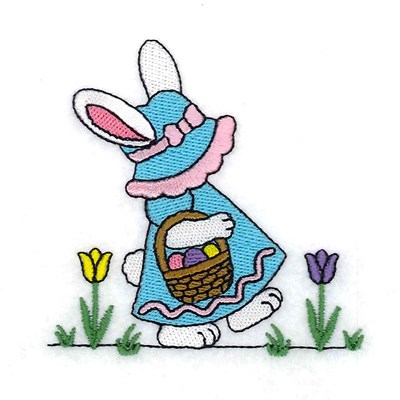 Bunny With Basket Machine Embroidery Design