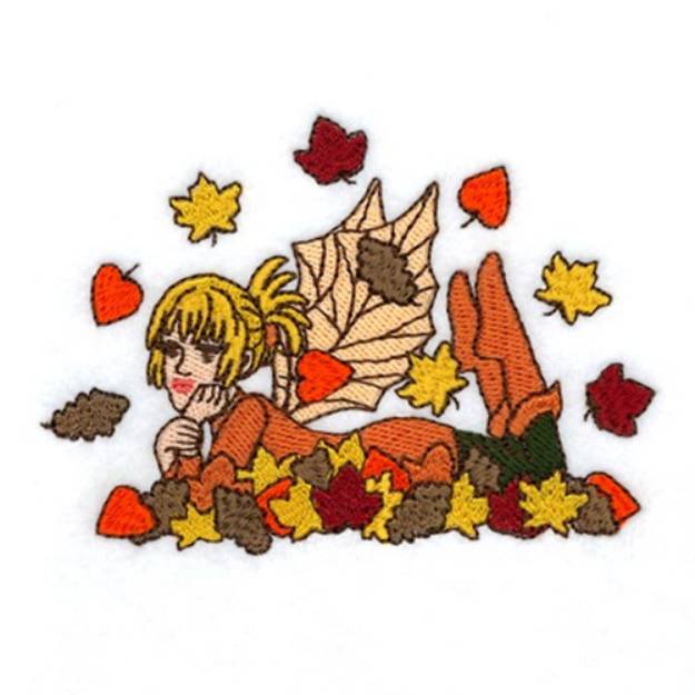 Picture of Autumn Fairy Daydreaming Machine Embroidery Design