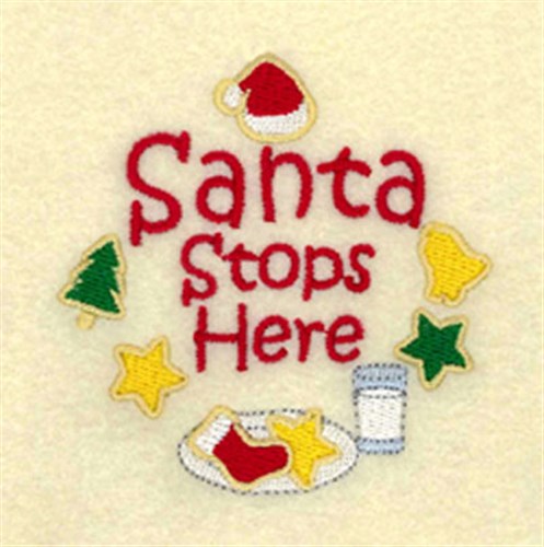 Santa Stops Here Ornament Machine Embroidery Design