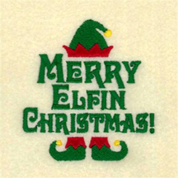 Picture of Merry Elfin Christmas Ornament Machine Embroidery Design