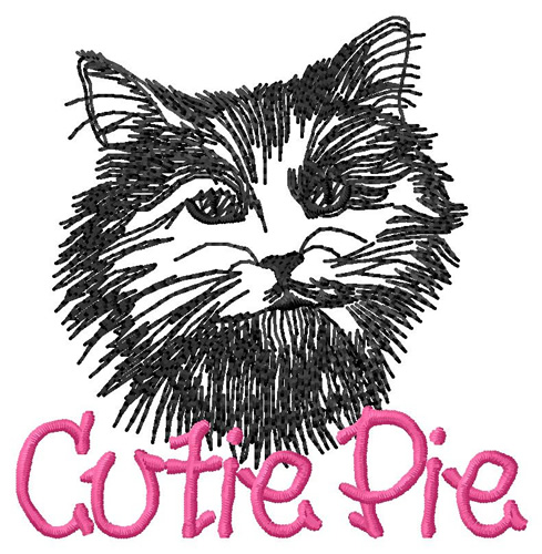 Cutie Pie Cat Machine Embroidery Design