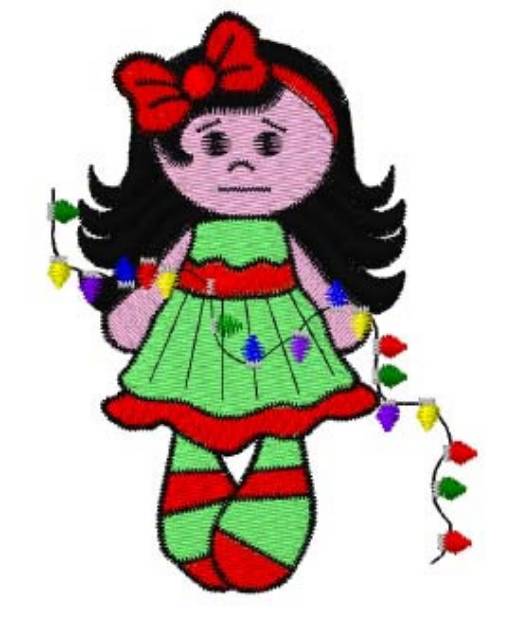 Picture of Girl With Lights Machine Embroidery Design