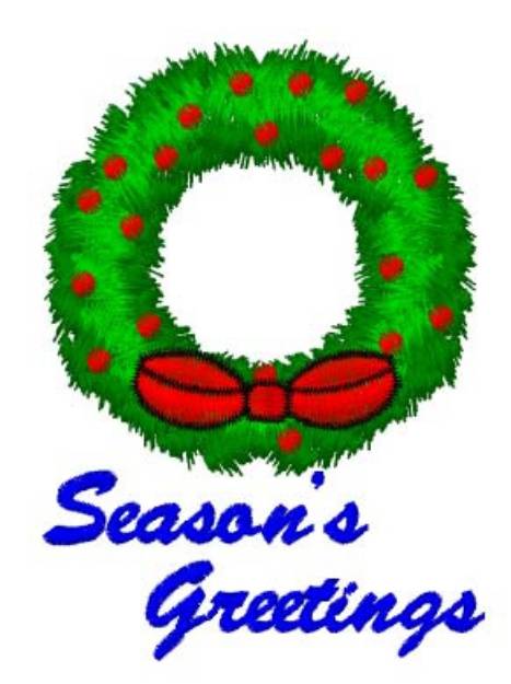 Picture of Seasons Greetings Wreath Machine Embroidery Design