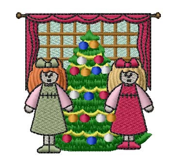 Christmas Girls Machine Embroidery Design