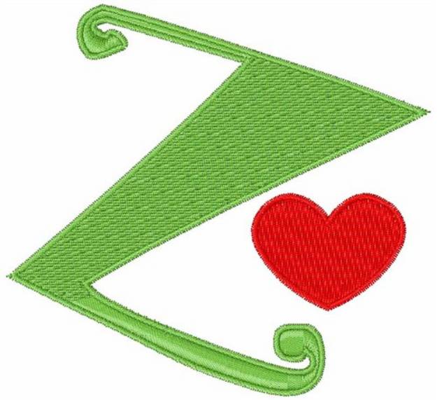 Picture of Valentine Lowercase z Machine Embroidery Design