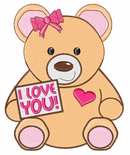 Picture of I Love You Bear Machine Embroidery Design