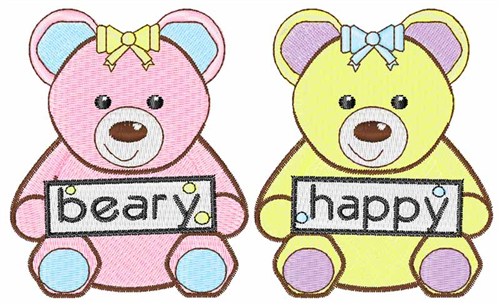 Beary Happy Machine Embroidery Design
