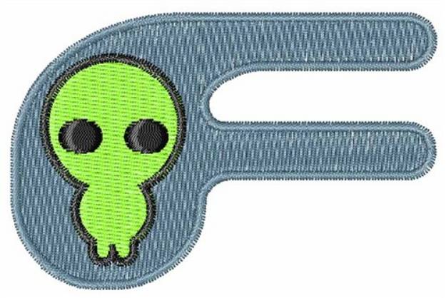 Picture of Space Alien Uppercase F Machine Embroidery Design