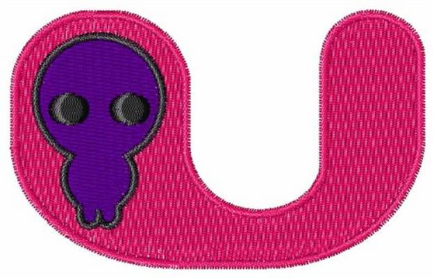 Picture of Space Alien Uppercase U Machine Embroidery Design