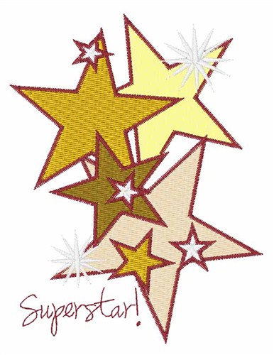 Gold Star Superstar Machine Embroidery Design
