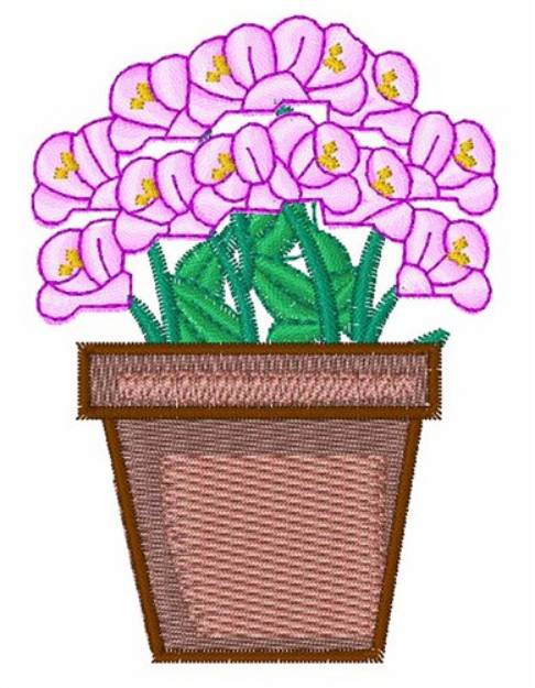 Picture of Pink Flowers in Pot Machine Embroidery Design