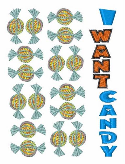 Picture of I Want Candy Machine Embroidery Design