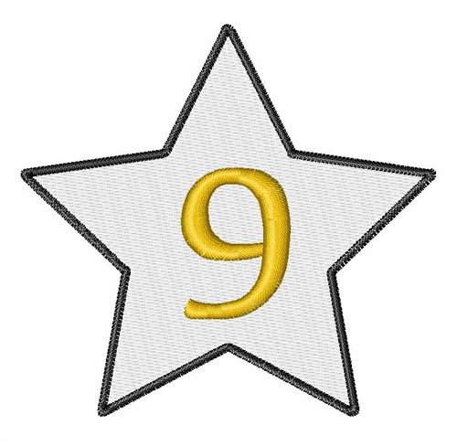 Star Number 9 Machine Embroidery Design
