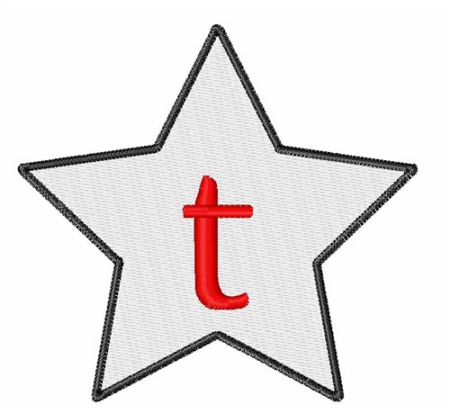 Star Font Lowercase t Machine Embroidery Design