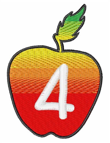Apple Number 4 Machine Embroidery Design