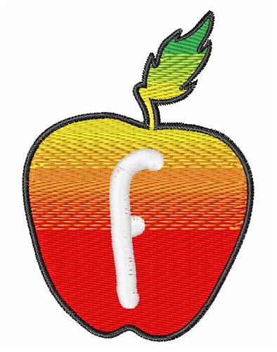 Apple Font Lowercase f Machine Embroidery Design