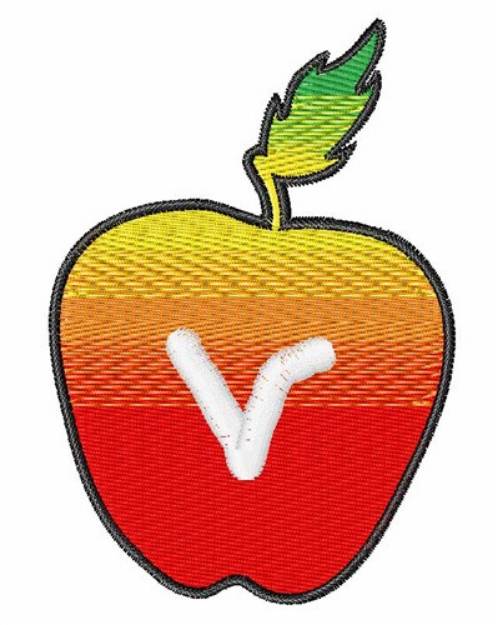 Picture of Apple Font Lowercase v Machine Embroidery Design