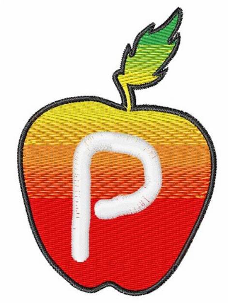 Picture of Apple Font Uppercase P Machine Embroidery Design