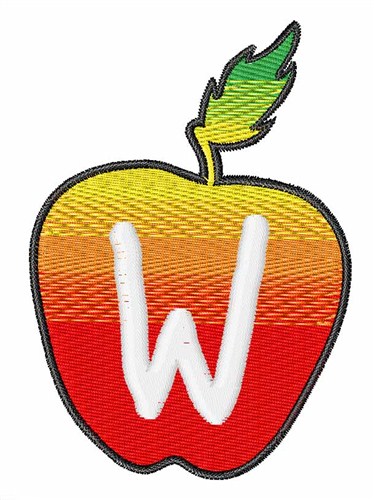 Apple Font Uppercase W Machine Embroidery Design
