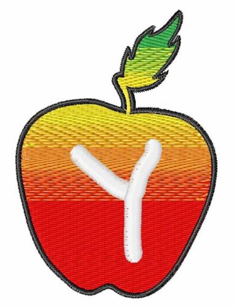 Picture of Apple Font Uppercase Y Machine Embroidery Design