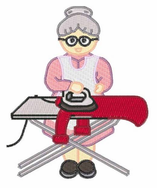 Picture of Grandmother Ironing Machine Embroidery Design