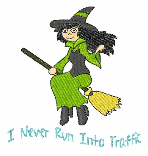 Never Traffic Witch Machine Embroidery Design