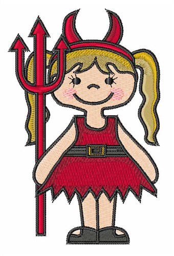 Cartoon Girl Devil Machine Embroidery Design