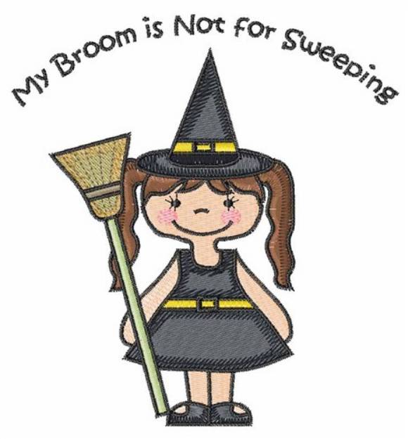 Picture of Adorable Girl Witch Machine Embroidery Design